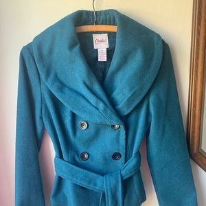 Modern Turqoise Pea Coat sz M